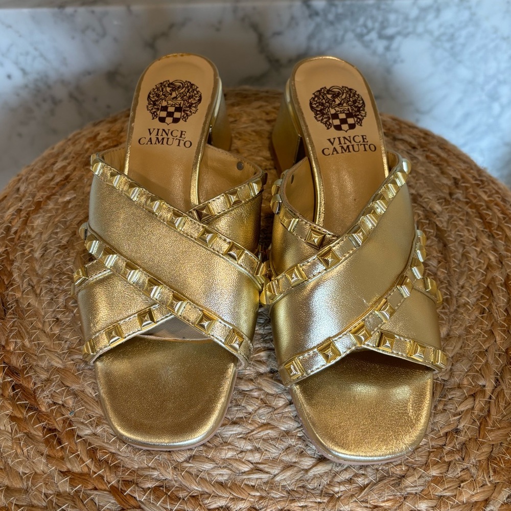 Vince Camuto Gold Stud Heels